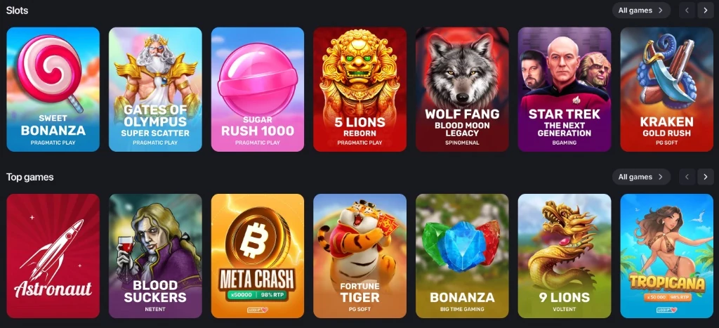 Tragamonedas destacadas y juegos top con sus proveedores